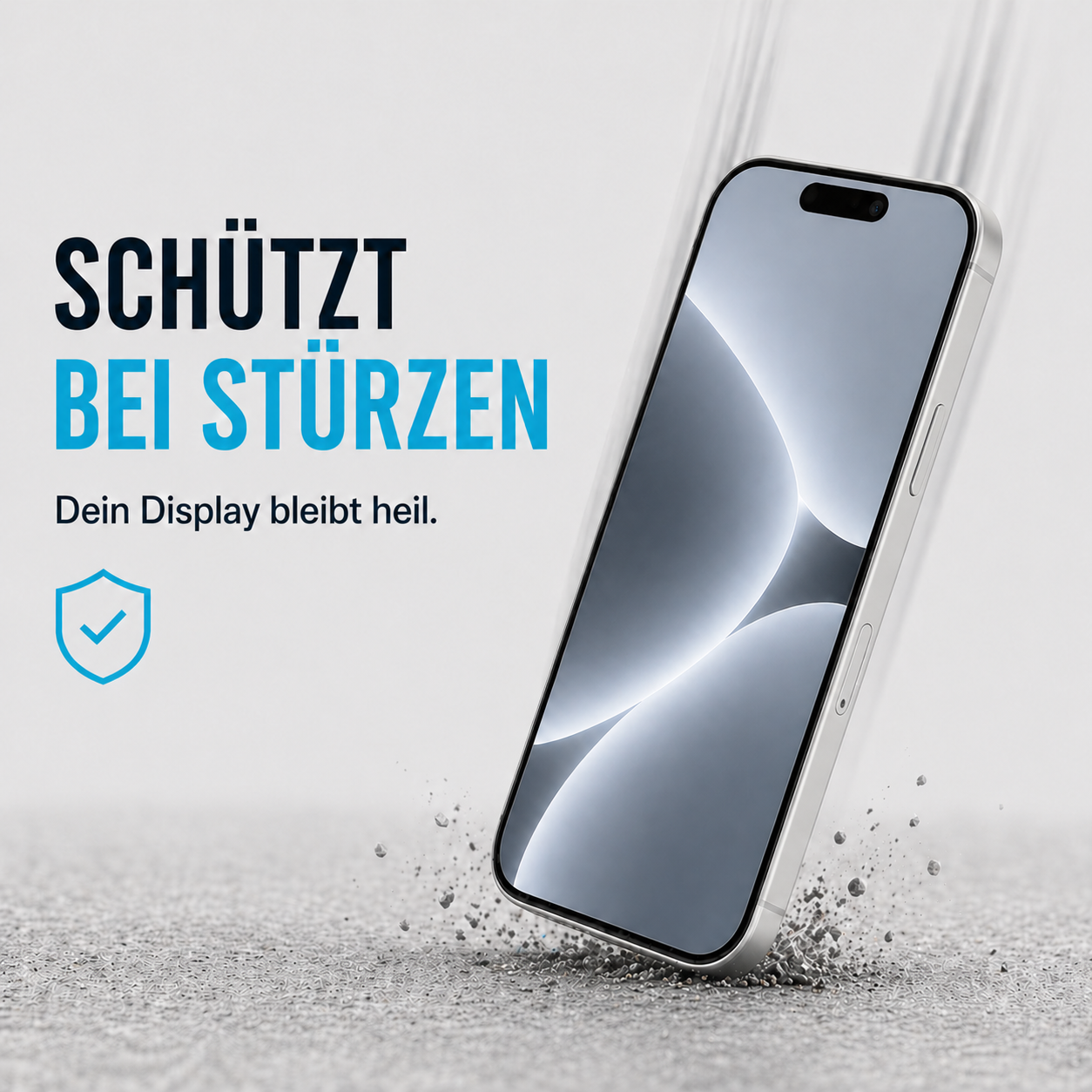 Equipdo iphone 15 Plus Panzerglas Full Cover schuetzt bei stuerzen Schwarzer Rand