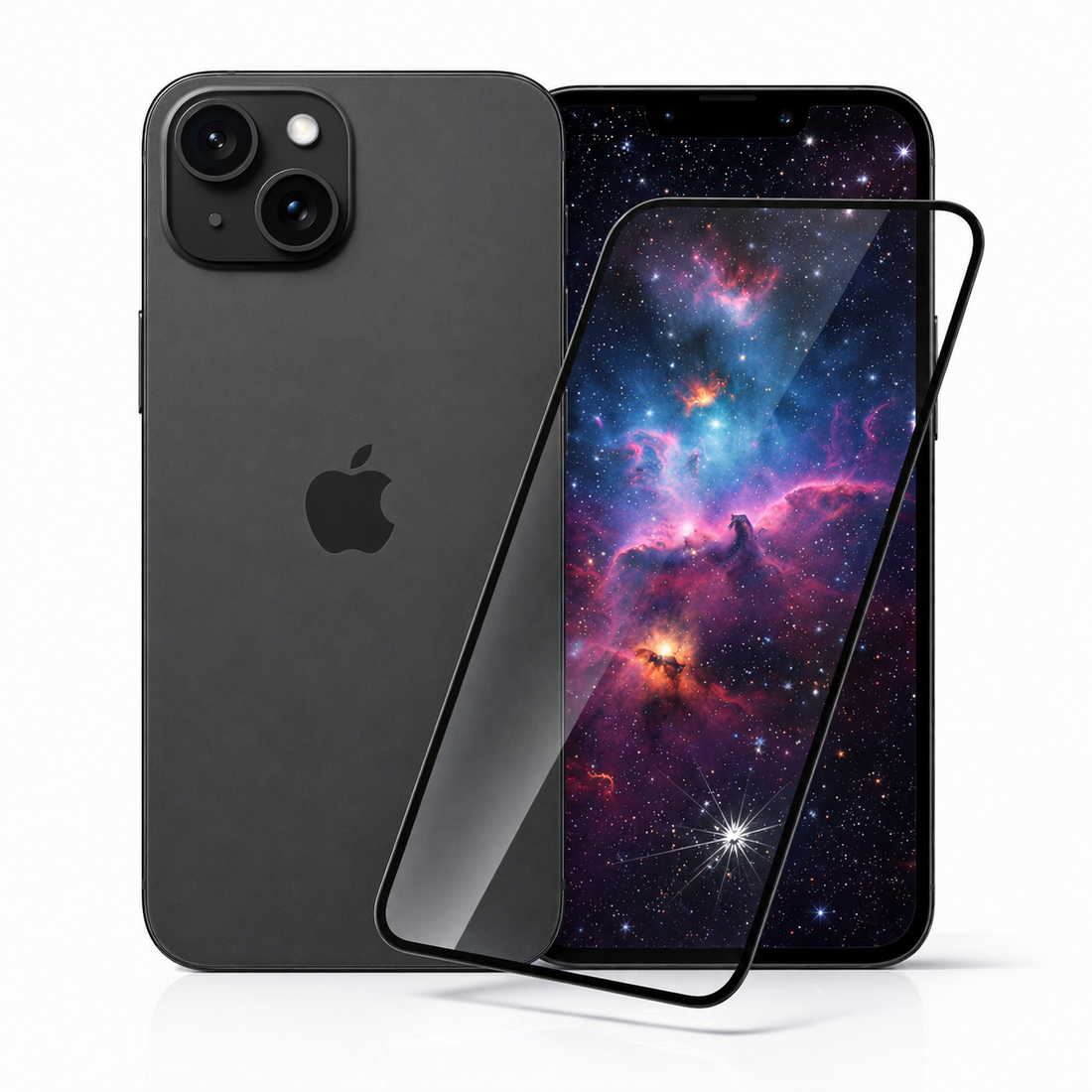 Equipdo iPhone 15 Plus Panzerglas Full Cover Schwarzer Rand