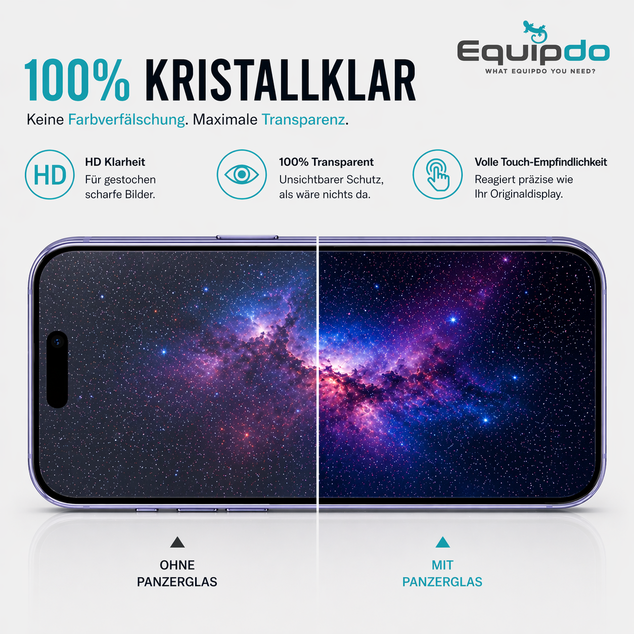 Equipdo iPhone 17 Pro Max Panzerglas Full Cover Transparenz