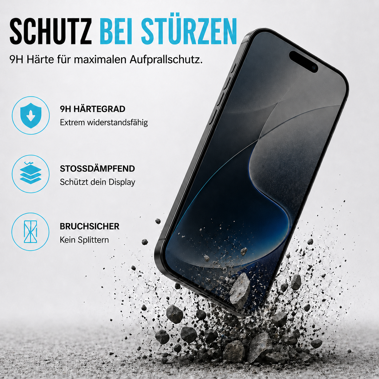 Equipdo iPhone 17 Pro Panzerglas mit Sichtschutz Privacy Schutz bei Sturz